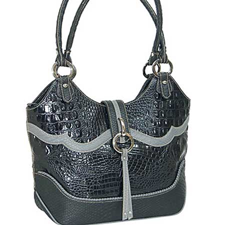 1191-BLACK - WHOLESALE ALL GENUINE DESIGNER LEATHER HANDBAGS