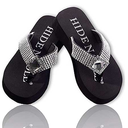 HNS-506 - WHOLESALE HIDENSOLE WESTERN RHINESTONE FLIP FLOPS