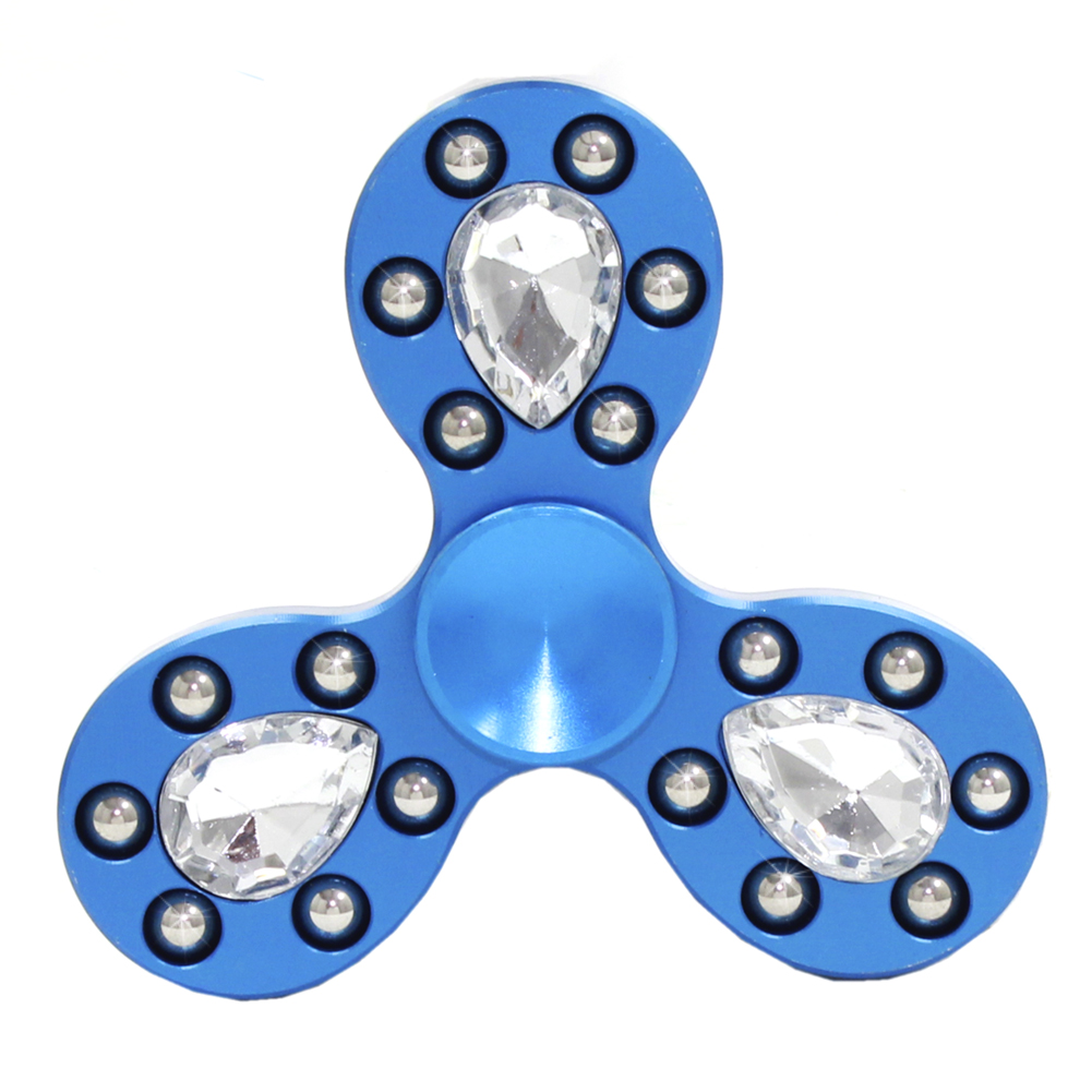 Blue Fidget Spinner with White Gemstones WHOLESALE