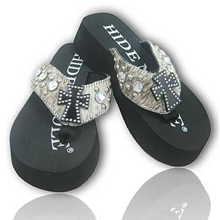 HNS-287-(10 PAIRS) - WHOLESALE HIDENSOLE WESTERN RHINESTONE FLIP FLOPS