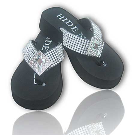 HNS301-M - WHOLESALE HIDENSOLE WESTERN RHINESTONE FLIP FLOPS