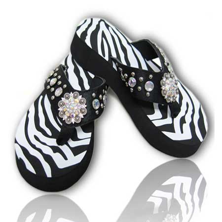 HNS-31 - WHOLESALE HIDENSOLE WESTERN RHINESTONE FLIP FLOPS