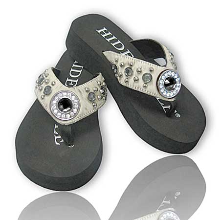 HNS-371-(10 PAIRS) - WHOLESALE HIDENSOLE WESTERN RHINESTONE FLIP FLOPS