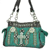 NW-893-TURQ - WESTERN RHINESTONE CROSS HANDBAGS