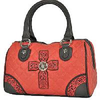 QSC001-CORAL - WESTERN CROSS STUDDED MESSENGER HANDBAGS
